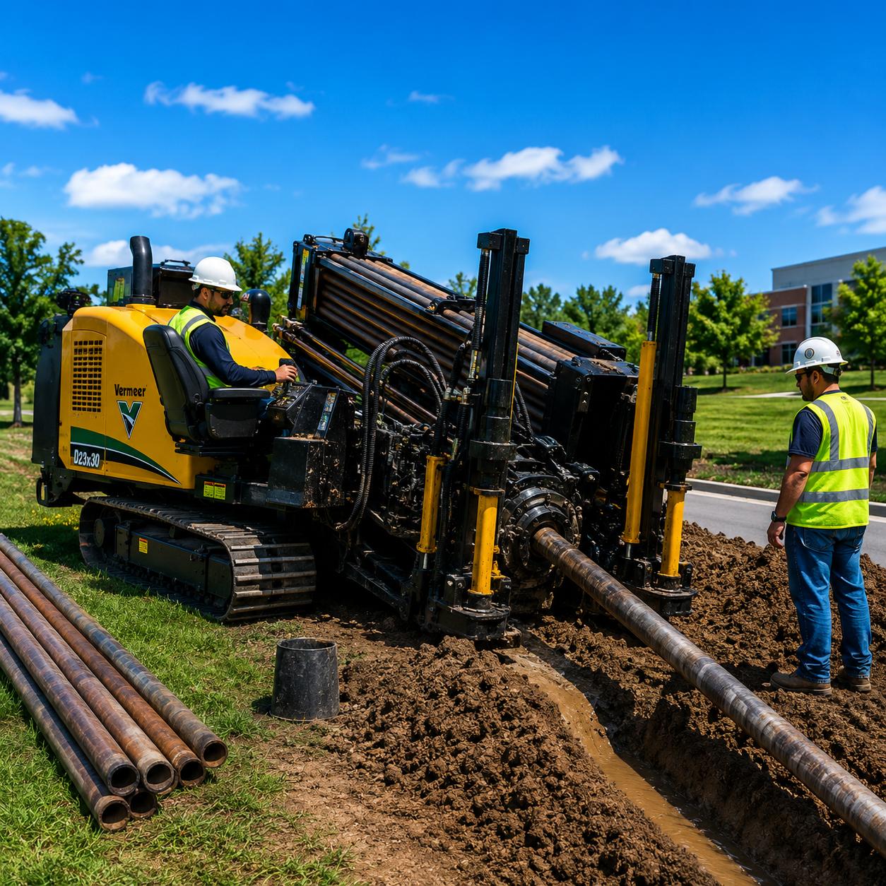 Directional boring equipment and installation crew